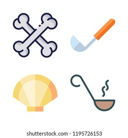 soup icon set. vector set about clam, bones and ladle icons set.