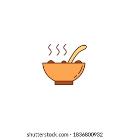 Icono de sopa. Icono de Acción de Gracias. Sencillo, plano, contorno, color.