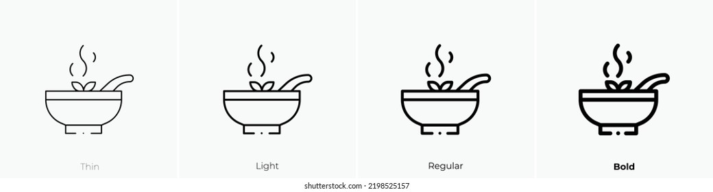 soup icon. Thin, Light Regular And Bold style design isolated on white background
