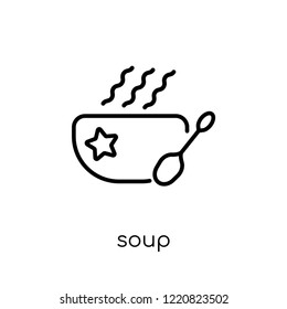 soup icon. Trendy modern flat linear vector soup icon on white background from thin line Restaurant collection, outline vector illustration