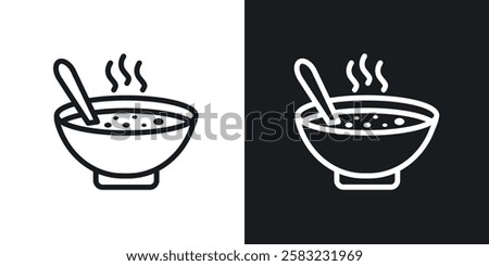 Soup icons in black and white liner strokes for web design.