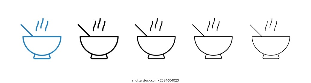 Soup icons in five different stroke sizes