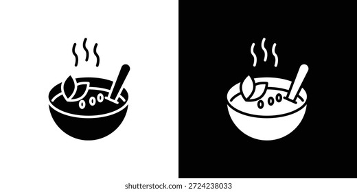 Concepto de Vector plano de iconos de sopa. Ilustraciones en blanco y negro