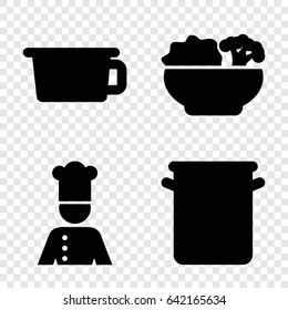 Soup icons set. set of 4 soup filled icons such as chef, food, pan