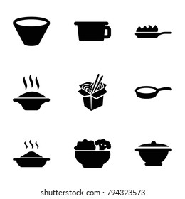 Soup icons. set of 9 editable filled soup icons such as soup, pot, noodles fast food, food, bowl, pan