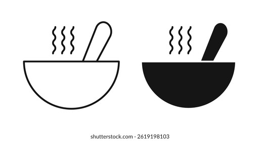 Soup icons set in black colors on white background