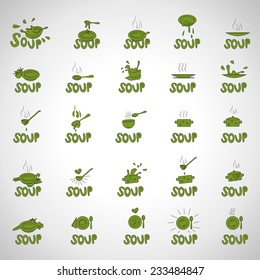 Soup Icons Set - Isolated On Gray Background - Vector Illustration, Graphic Design Editable For Your Design