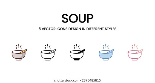 Soup Icons set. Suitable for Web Page, Mobile App, UI, UX and GUI design. Vector stock illustration.