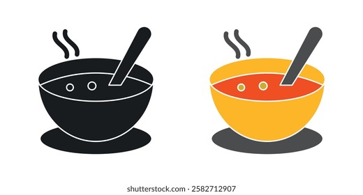 Soup icons set vectors black and colored style