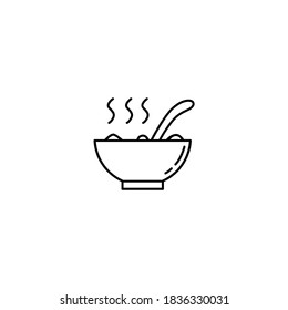 Soup icon.Thanksgiving icon. Simple, flat, outline, black.