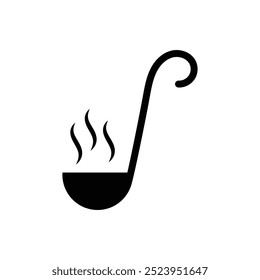 Diseño plano del icono del Vector del cucharón de la sopa en el fondo blanco