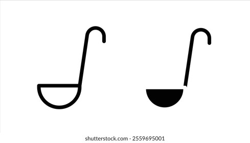 Soup ladle Icon collection in filled and stroke style.