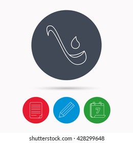Soup ladle icon. Kitchen spoon sign. Calendar, pencil or edit and document file signs. Vector