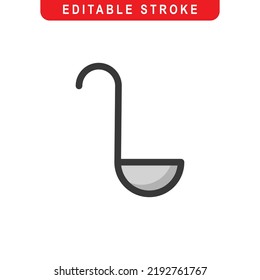 Soup Ladle Icon. Soup Ladle Logo. Vector Illustration. Isolated on White Background. Editable Stroke