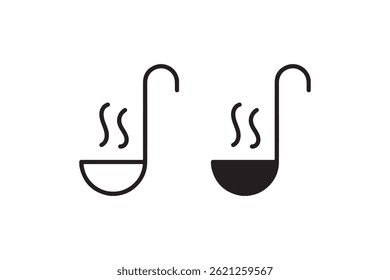 Soup ladle icon in outline and solid style Vector