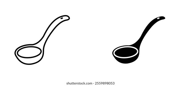 Soup ladle Icon set in black color for ui designs