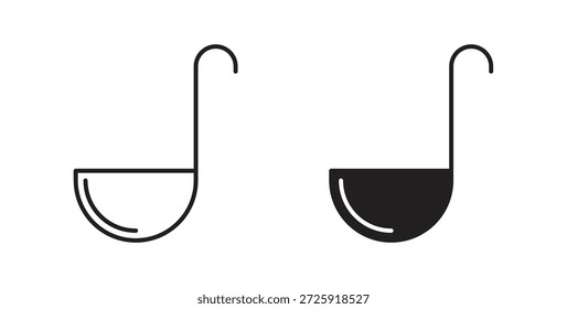Iconos de cucharón de sopa. Icono lineal de Vector aislado sobre fondo blanco.