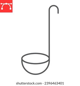 Icono de línea de cuchara de cuchara, cocina y cocinera, icono de vector de cuchara, gráficos vectoriales, símbolo de contorno de trazo editable, eps 10