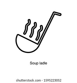 Soup ladle linear icon vector on white background. Black icon illustration