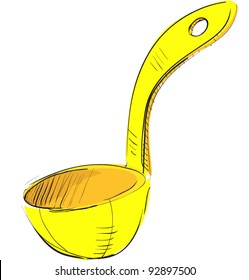 Soup ladle. Sketch icon in cartoon doodle style
