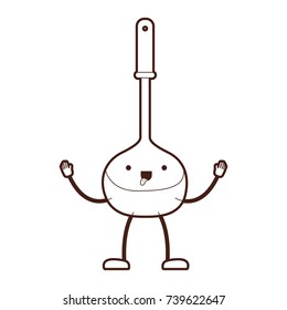 soup ladle utensil cartoon brown silhouette vector illustration
