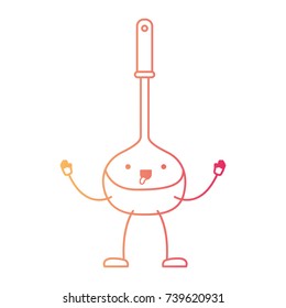 soup ladle utensil cartoon in degraded red color contour vector illustration