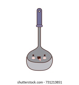 soup ladle utensil colorful kawaii silhouette vector illustration