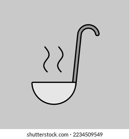 Soup ladle vector grayscale icon. Kitchen appliance. Graph symbol for cooking web site design, logo, app, UI