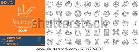 Soup Line Editable Icons set. Vector illustration in modern thin line style of soup icons: meatball, soup, fish, etc