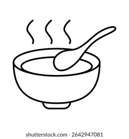 Soup Line Editable Stroke Icon. Fast-food And Drinks Themes Vector Illustration