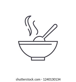 Soup line icon concept. Soup vector linear illustration, symbol, sign