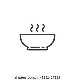 Soup line icon with editable stroke. Outline hot meal symbol. Vector illustration isolated on a white background.