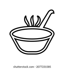 Soup Line Icon Isolated On White Background, Soup meal vector icon,