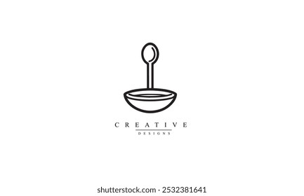 soup line icon, plate and spoon outline and solid vector sign, linear pictogram isolated on white, logo illustration