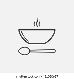 soup line icon, plate and spoon outline vector logo illustration, linear pictogram isolated on white