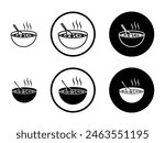 Soup line icon set. hot soup bowl with spoon symbol. Asian Chinese soup icon suitable for apps and websites UI designs.