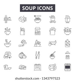 Soup line icons for web and mobile design. Editable stroke signs. Soup  outline concept illustrations