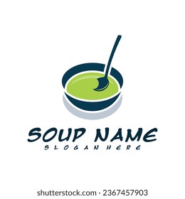 Soup logo design concept. Food Cooking logo vector. Kitchen logo with pot full of vegetables.