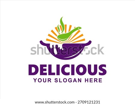 soup logo label design sign symbol template healthy food cooking restaurant for business simple modern design