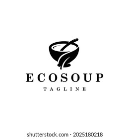 soup logo with leaf design graphic