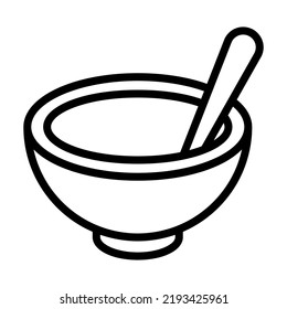Soup meal line icon. Bowl hot food vector illustration