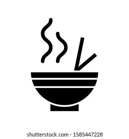 soup meal vector icon in black flat design on white background, hot food symbol, simple flat vector illustration for web site or mobile app