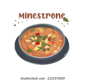 Soup Minestrone. Traditional Italian cuisine. Vegetable soup.

