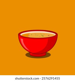 Soup on red bowl vector illustration cartoon design