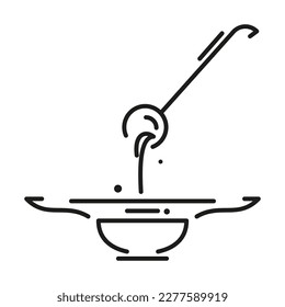 Icono de contorno de sopa. Sirviendo al primer curso