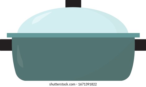 Soup pan, illustration, vector on white background.