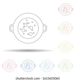 Soup in a pan in multi color style icon. Simple thin line, outline vector of resturant icons for ui and ux, website or mobile application