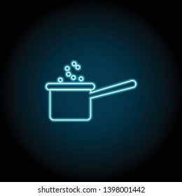 soup pan neon icon. Simple thin line, outline vector of Food icons for UI and UX, website or mobile application on dark blue gradient background
