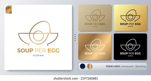 Soup per Egg illustration Logo design isoleted. Blank name for insert your Branding. Designed with examples for all kinds of applications. You can used for company, indentity, restaurant, noodle shop.