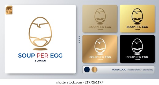 Soup per Egg illustration Logo design isoleted. Blank name for insert your Branding. Designed with examples for all kinds of applications. You can used for company, indentity, restaurant, noodle shop.